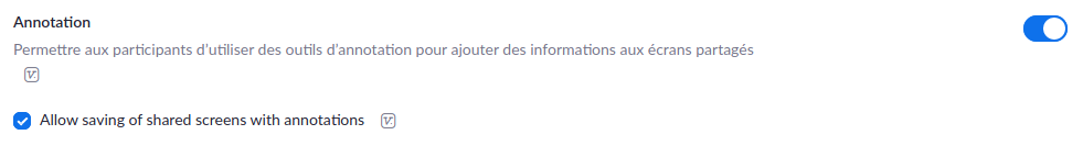 Activer les anonations dans les paramètres du profil Zoom